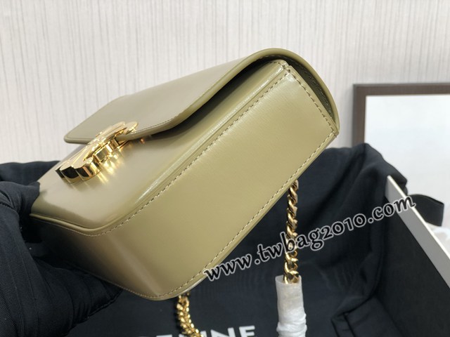 Celine專櫃2023新款小號亮澤牛皮革鏈條包 賽琳凱旋門鎖扣金屬鏈條腋下包 sldj2404